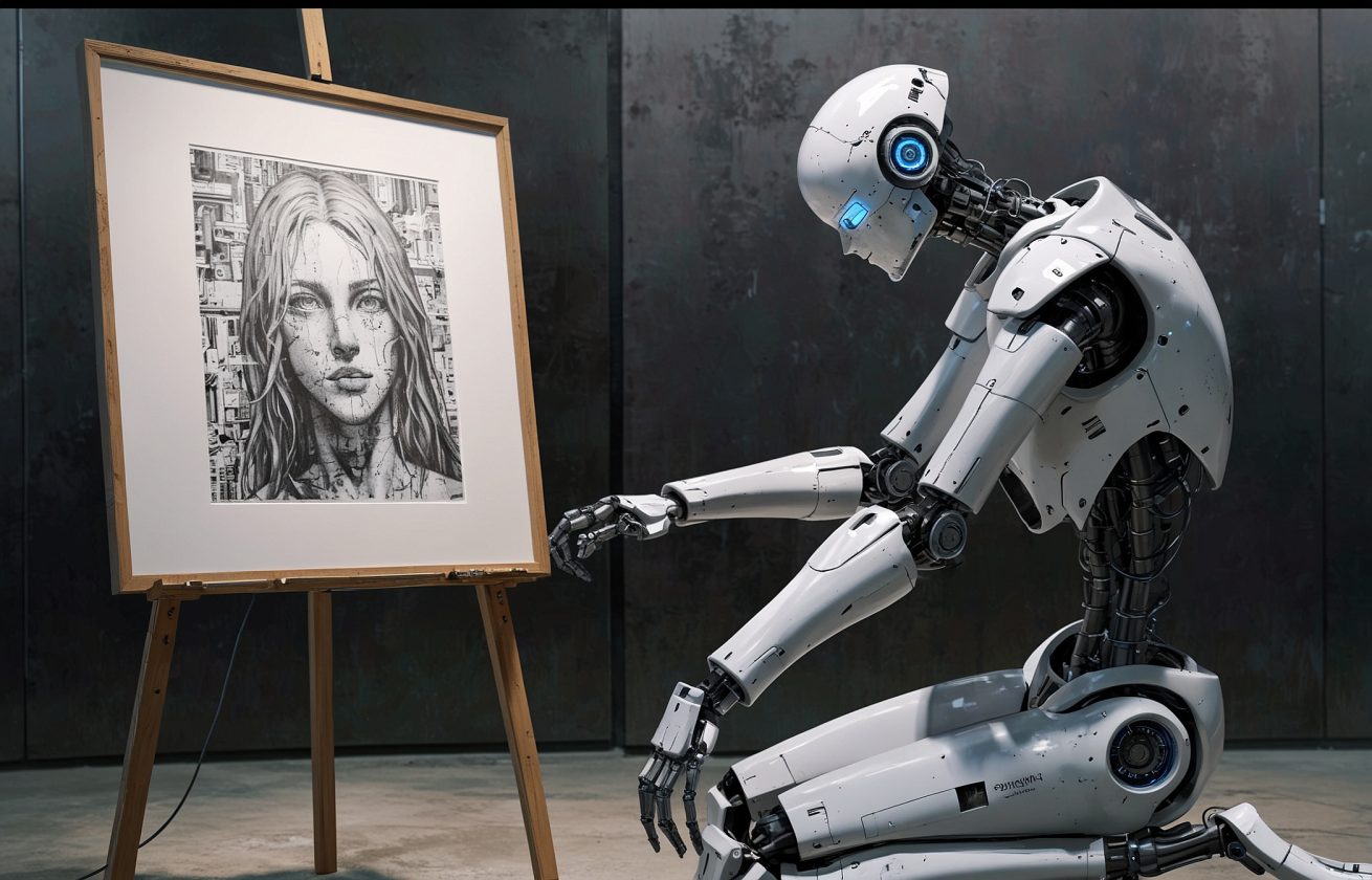 Un robot humanoide crea una obra de arte y la subastan en criptomonedas