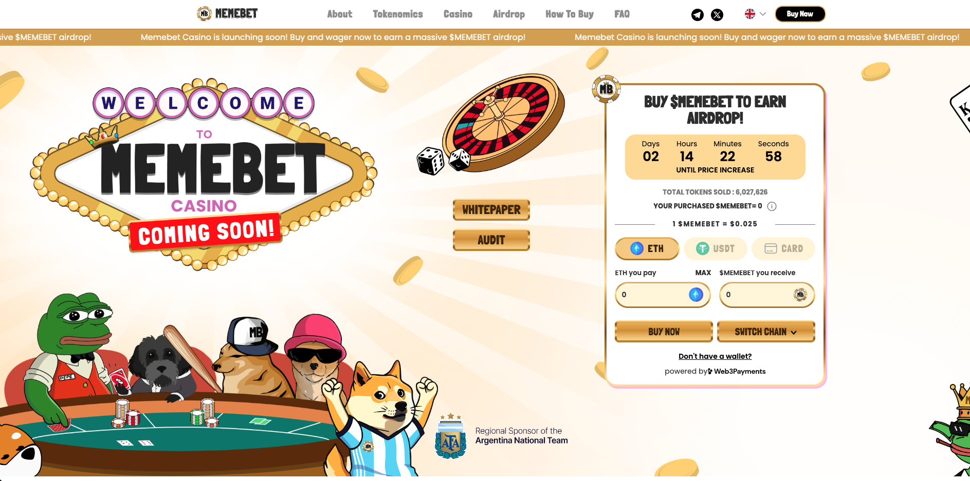 Memebet criptocasino token predicciones de eth