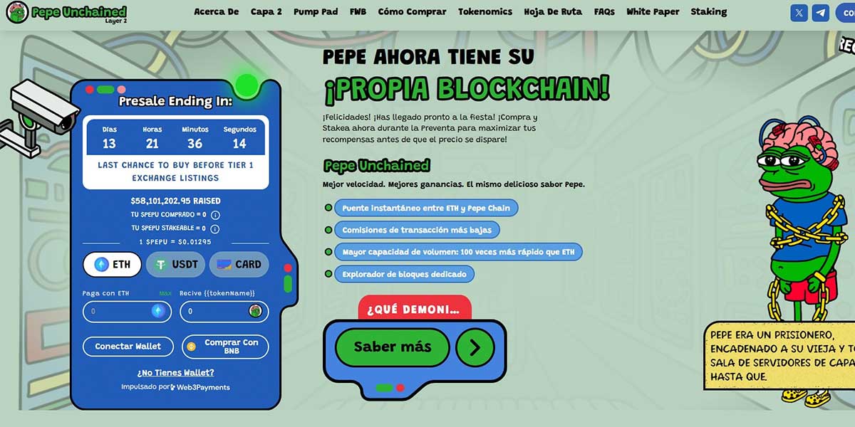Página web Pepe Unchained