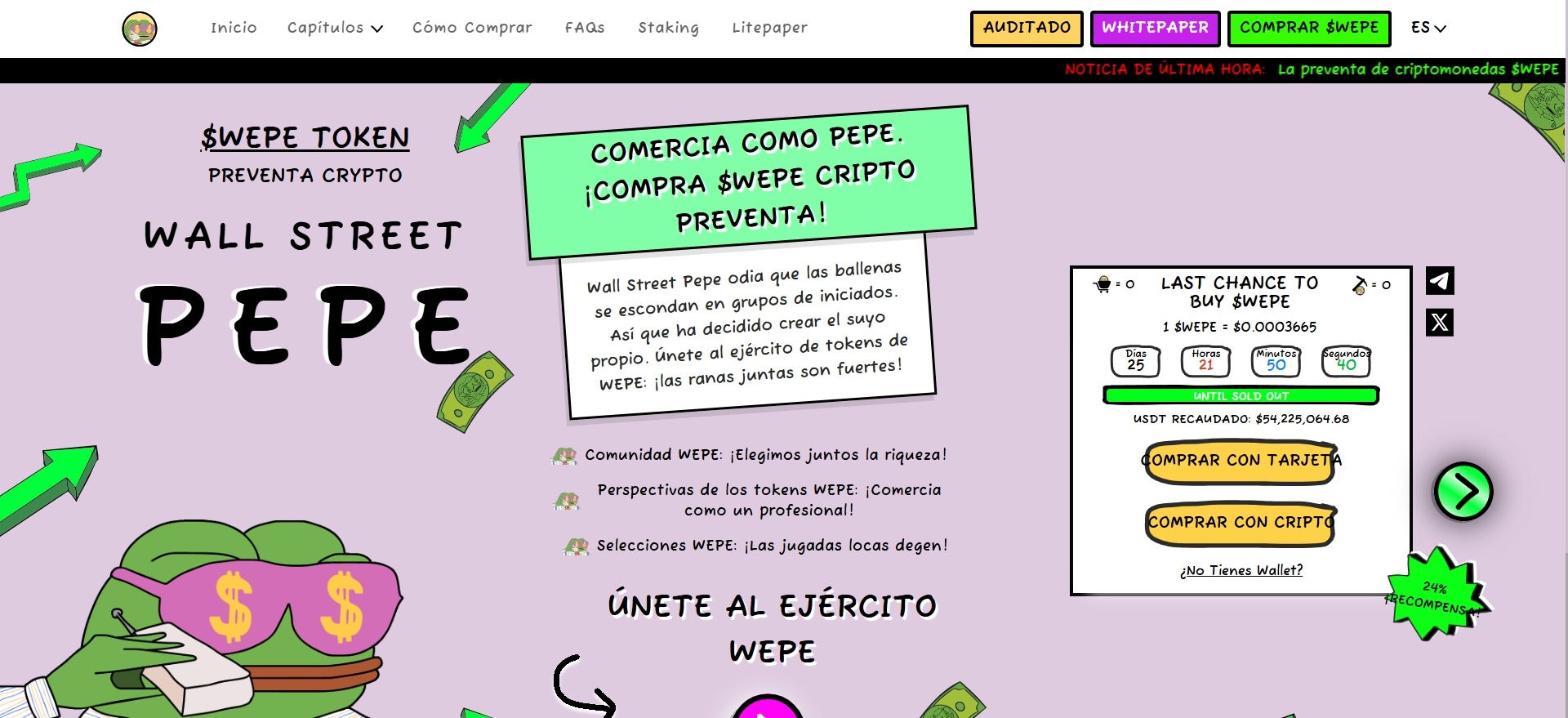 Página oficial Wall Street Pepe
