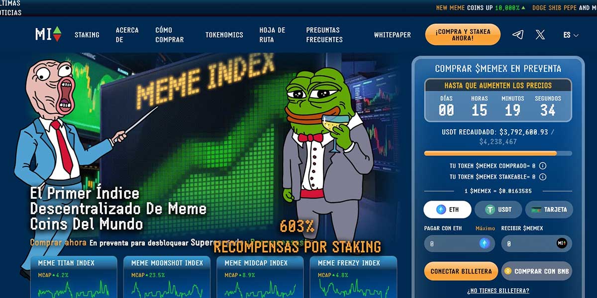 Página Meme Index, memecoins