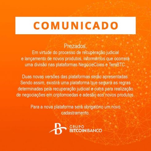 comunicado Grupo Bitcoin Banco