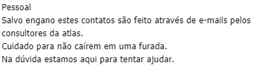 perfis falsos no Telegram começaram a oferecer serviços do robô de arbitragem da atlas