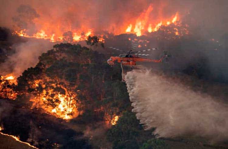 Doações em criptomoedas são enviadas para ajudar a combater os incêndios na Austrália