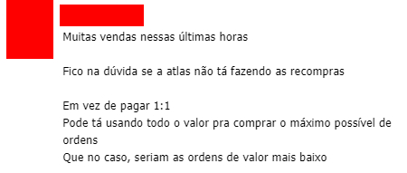 Em uma conversa em um grupo de credores da Atlas, a possibilidade foi sugerida