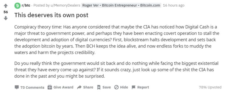CIA persegue o Bitcoin Cash, segundo Roger Ver