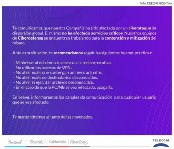 comunicado telecom argentina