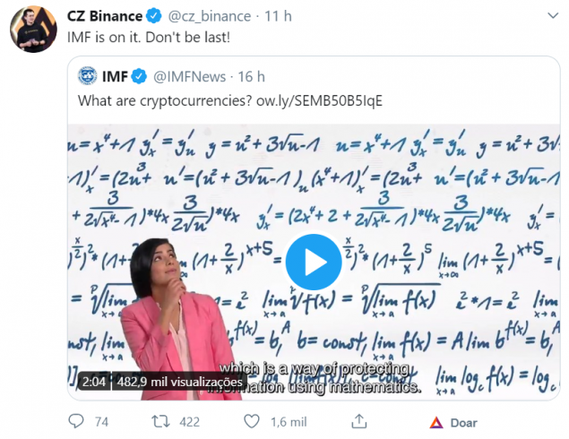 CZ Binance comenta o vídeo do FMI