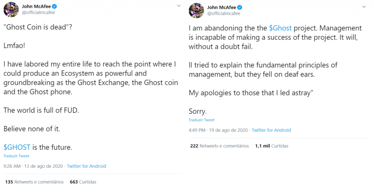 McAfee muda de ideia sobre o Ghost em apenas uma semana