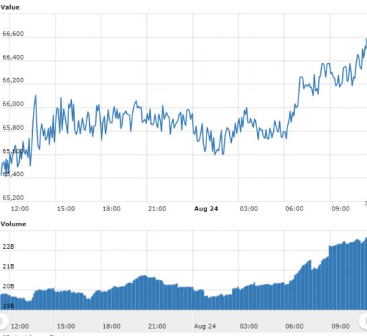 Gráfico com as variações de preço do BTC