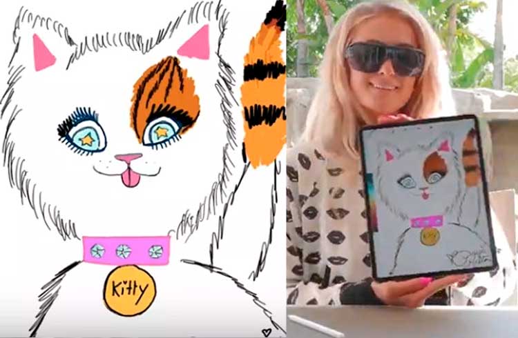 Paris Hilton vende por R$ 92 mil em Ethereum desenho digital de seu gato