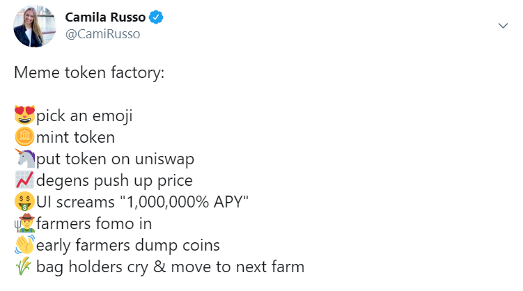 Camila Russo faz críticas aos tokens DeFi