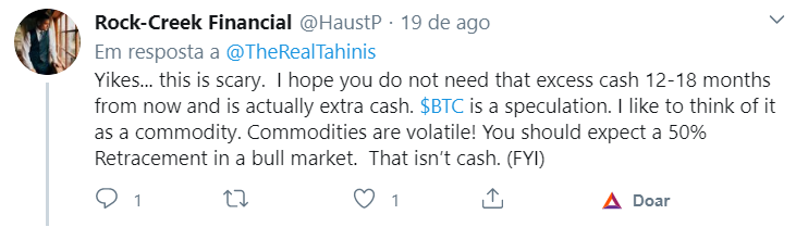 Crítica à decisão do Tahinis de investir no Bitcoin