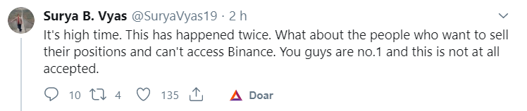 Investidor critica a Binance