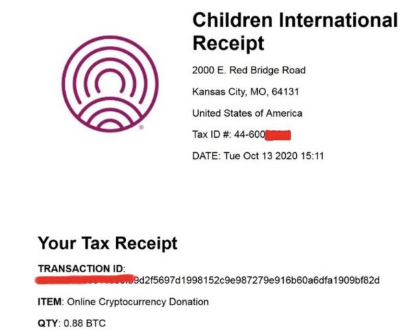Children International Receipt