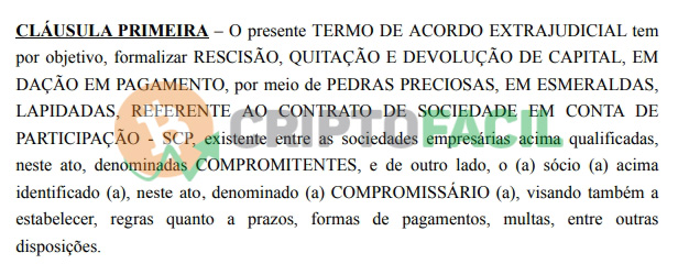 Primeira cláusula do acordo proposto pela G44