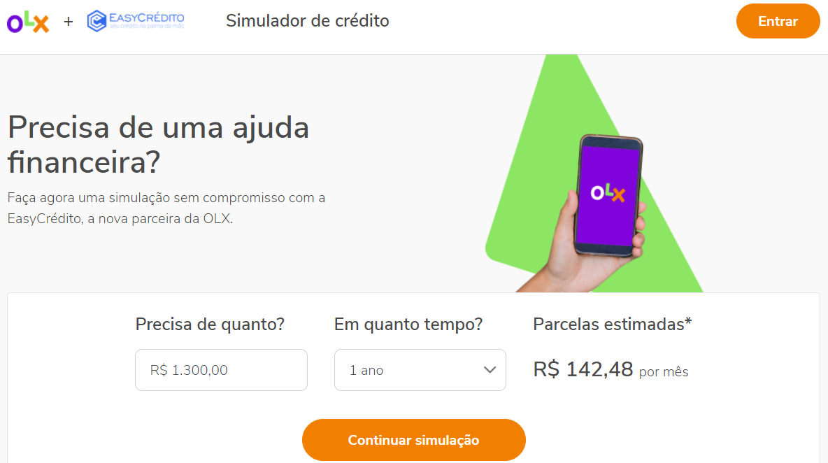 OLX permite a contratação de empréstimos