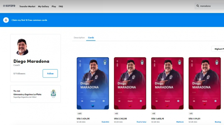 Tokens de Diego Maradona atingem preço recorde