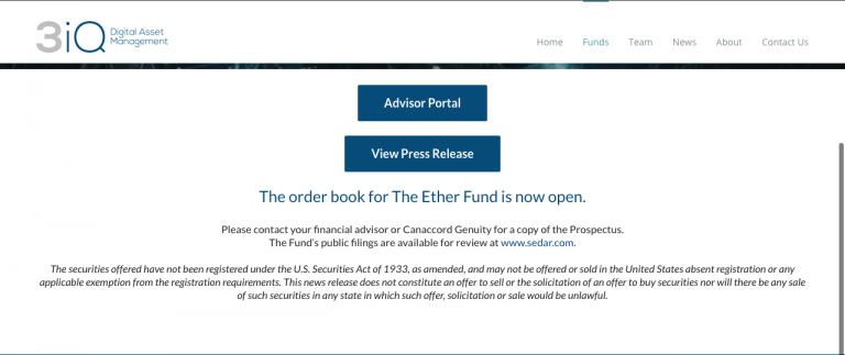 Lançamento do The Ether Fund