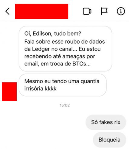 Usuário noticia ameaças. Fonte: Edilson Lauro