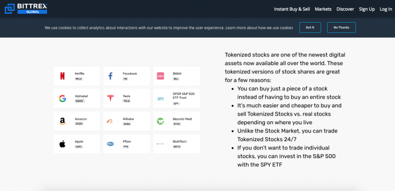 Ações negociadas pela Bittrex Global