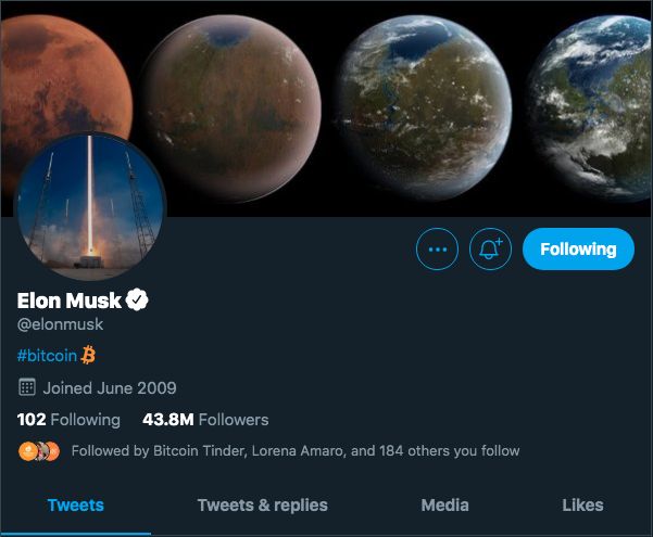 Elon Musk destacou o Bitcoin em sua bio