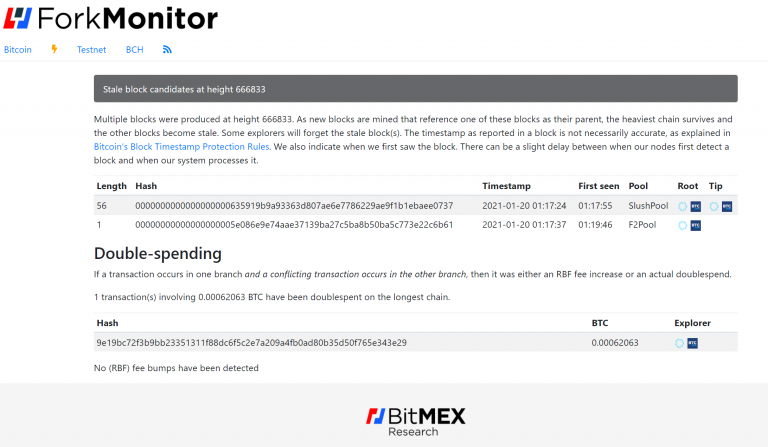 Identificação da transação de gasto-duplo no Bitcoin.