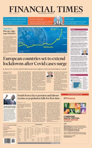 Capa do Financial Times de 03/01/2021. Fonte: Financial Times