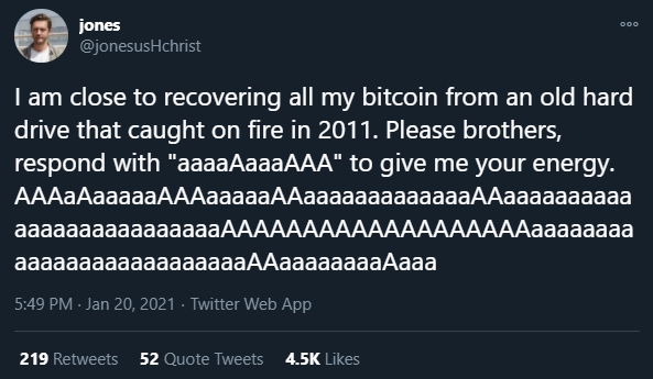 Jones fala sobre seus Bitcoins a serem recuperados