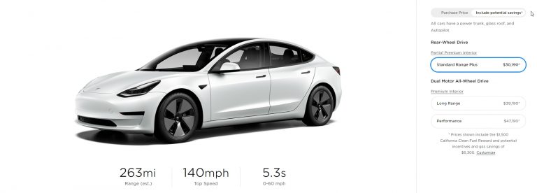 Preço do Tesla Model 3