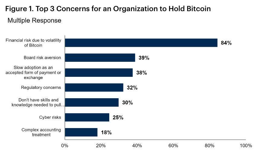 Motivos alegados pelos gestores para não adquirir Bitcoin. Fonte: Gartner.