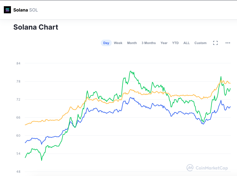 Valorização da SOL nas últimas 24 horas. Fonte: CoinMarketCap