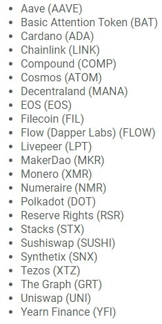 Lista de criptomoedas na mira da Grayscale. Fonte: comunicado à imprensa