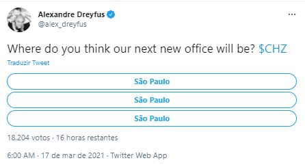Fonte: Alexandre Dreyfus/Twitter