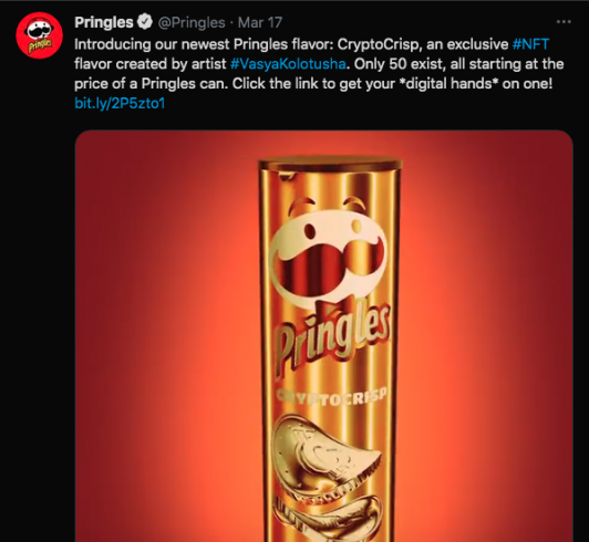 Famoso Crisp é vendido como colecionável. Fonte: Pringles/Twitter