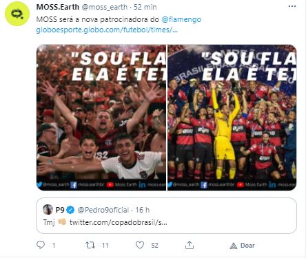 Moss anuncia patrocínio ao Flamengo. Fonte: Moss/Twitter