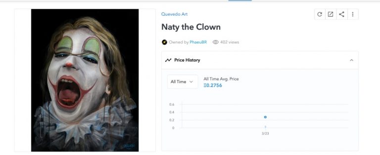 Naty the Clown, NFT por Fernando Quevedo. Fonte: OpenSea