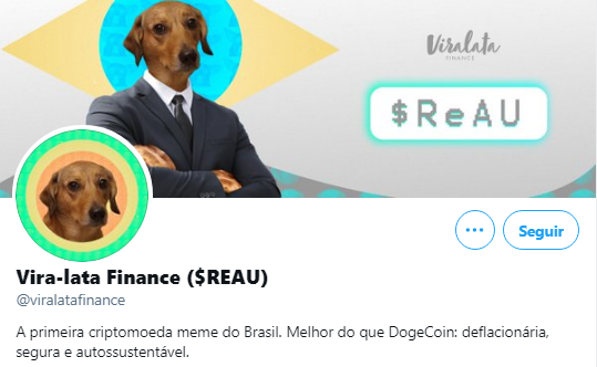 Vira-Lata Finance (REAU) é a nova criptomoeda meme brasileira. Fonte: Vira-lata Finance/Twitter