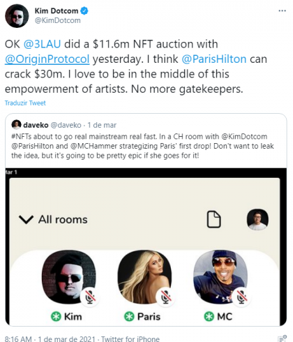 Kim Dotcom realiza especulações. Fonte: Kim Dotcom/Twitter