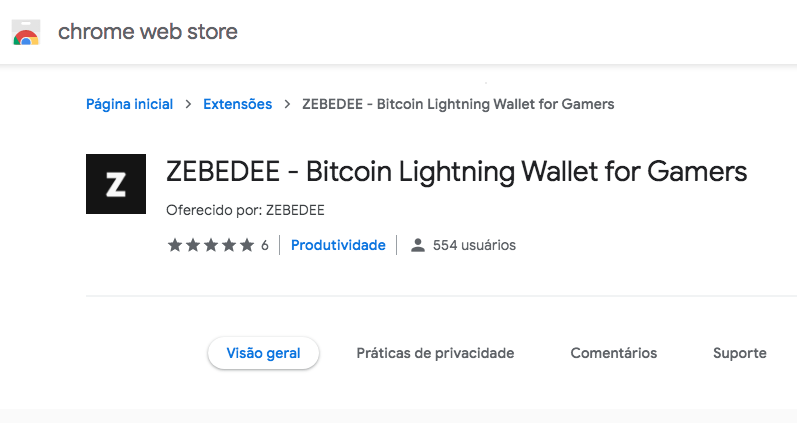 Extensão do Zebedee no Chrome/Brave.