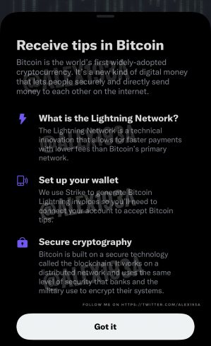 Imagem de suposta funcionalidade de pagamentos via LN. Fonte: Alessandro Paluzzi/Twitter.