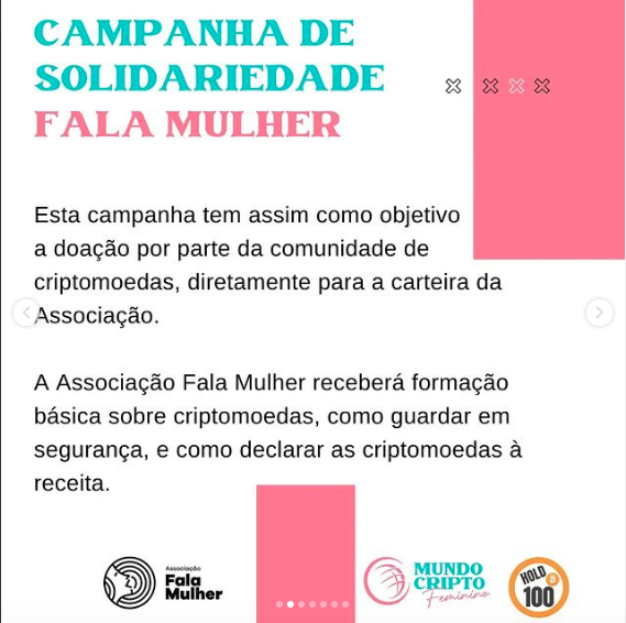 Anúncio da campanha Fala Mulher. Fonte: Mundo Cripto Feminino.