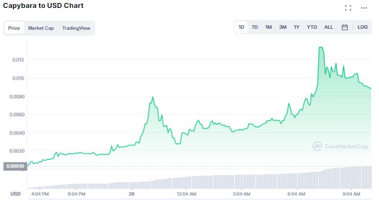 Gráfico de preço de CAPY. Fonte: CoinMarketCap