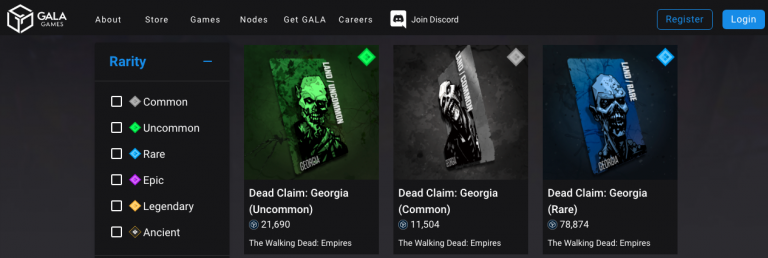 Exemplos de NFTs do jogo The Walking Dead. Fonte: site oficial.