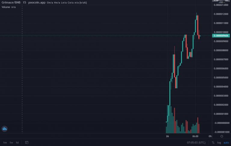 GrimaceCoin disparou 6.000%. Fonte: Binance Smart Chain.