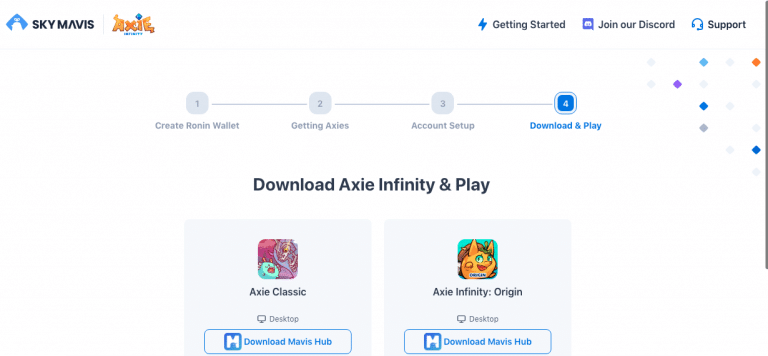 New Axie Infinity is available for download.  Source: Sky Mavis.