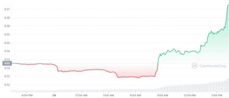 Gráfico de preço de Dogecoin (DOGE). Fonte: CoinMarketCap