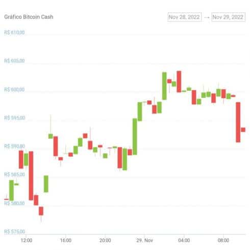 Gráfico de preço de BCH nas últimas 24 horas - Fonte: CoinGecko