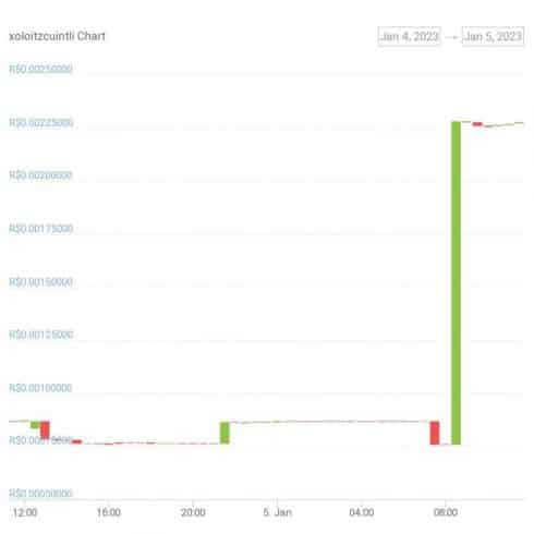 Gráfico de variação de preço do token XOLO nas últimas 24 horas. Fonte: CoinGecko