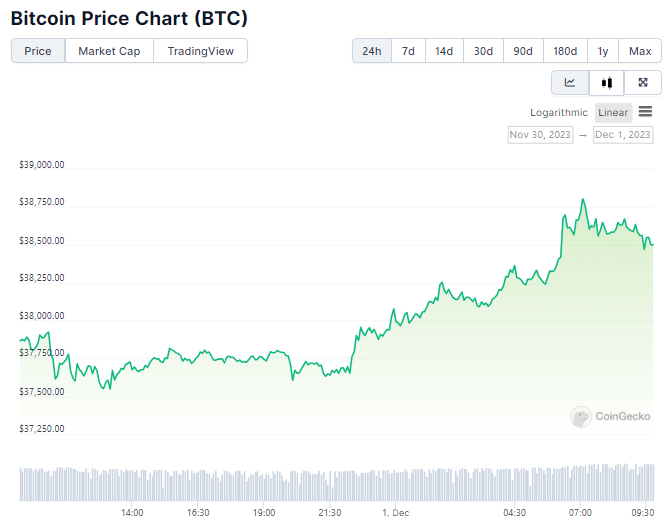 Gráfico de preço do Bitcoin nas últimas 24 horas - Fonte: CoinGecko